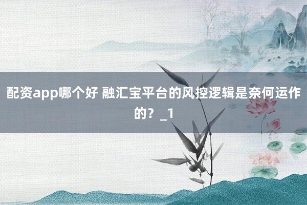 配资app哪个好 融汇宝平台的风控逻辑是奈何运作的？_1