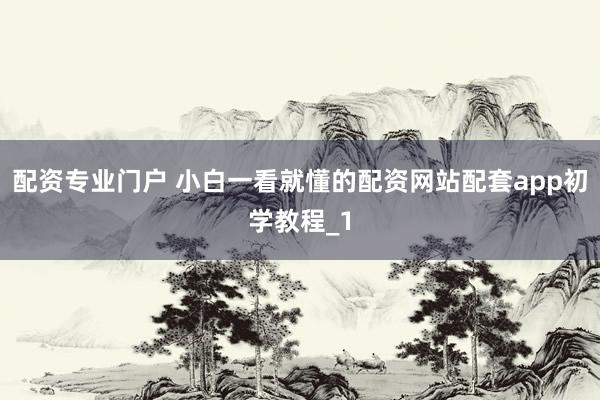 配资专业门户 小白一看就懂的配资网站配套app初学教程_1